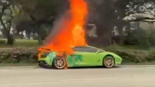 Lamborghini engulfed in flames on East Coast Parkway; no casualties